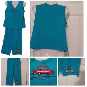 💙🌹TANK top and shorts with cute embroidery